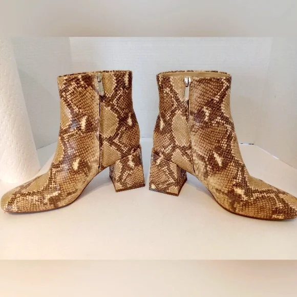 Sam Edelman Destiny Faux Snakeskin Pattern Ankle Boots 3" Heels Sz. 8 - Picture 7 of 15